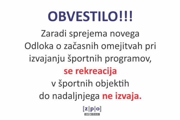 Žal športa ne bo… 😞