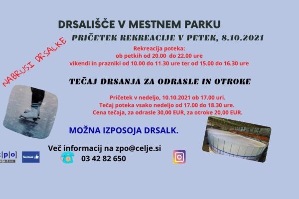 Pričetek rekreacije na Drsališču v Mestnem parku