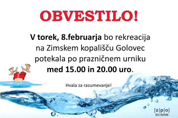 Praznični obratovalni čas Zimskega kopališča Golovec