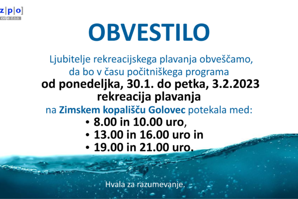 Rekreacija plavanja v času počitniškega programa.