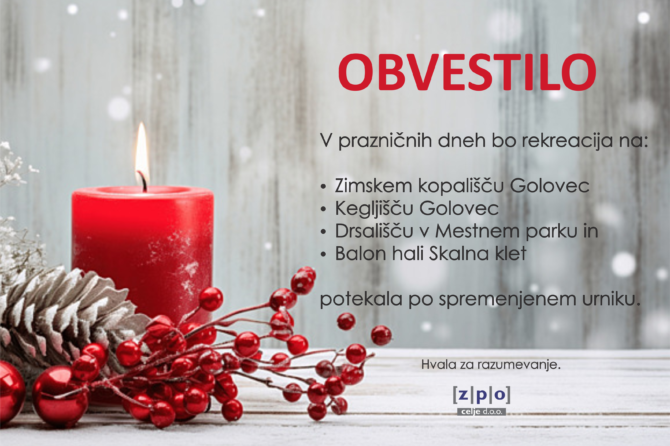 Spremenjen obratovalni čas med prazniki