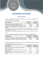 Dvorana Zlatorog- najem