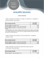 Kegljišče Golovec- cenik uporabe