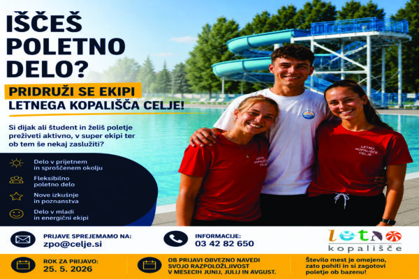 Priložnost za poletno delo na Letnem kopališču Celje